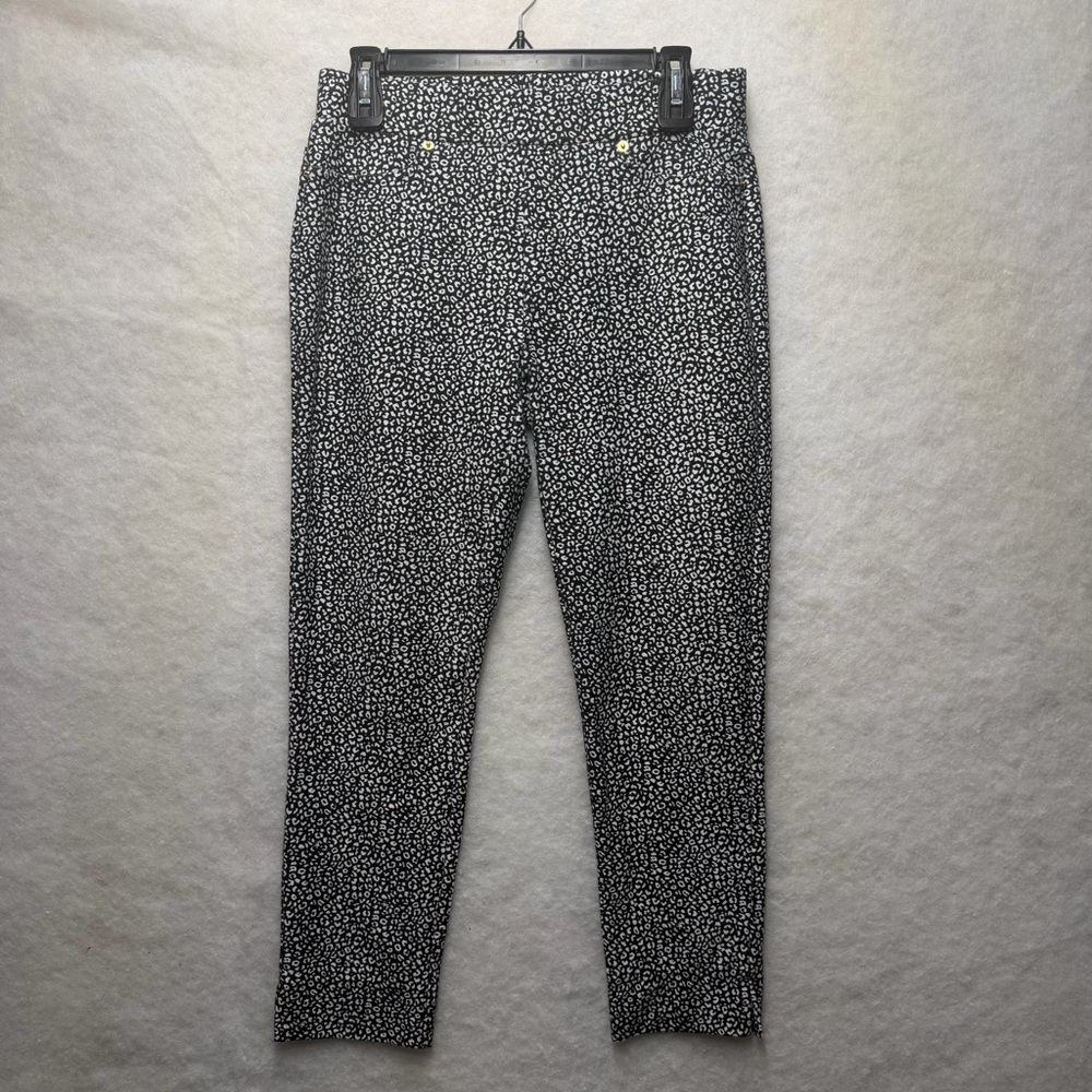 Michael Kors Black White Pull On Pants Women's Size M Jegging Stretch Knit Jean